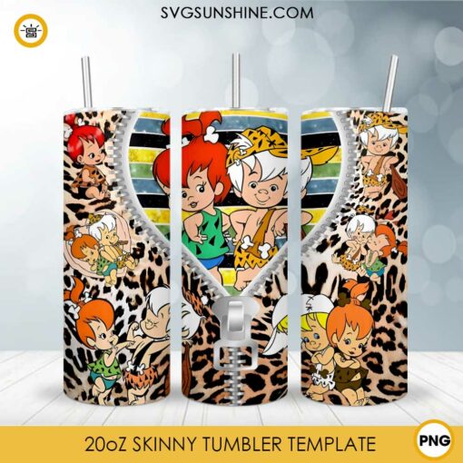 Pebbles And Bamm Bamm Zipper 20oz Tumbler Wrap PNG Digital Download