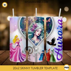 Aurora Disney Princess Zipper 20oz Tumbler Wrap PNG Digital Download