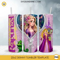 Rapunzel Disney Princess Zipper 20oz Tumbler Wrap PNG Digital Download