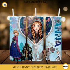 Anna Frozen Disney Princess Zipper 20oz Tumbler Wrap PNG Digital Download