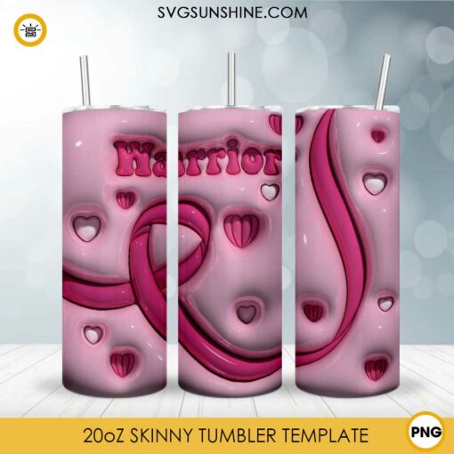 Breast Cancer Warrior 3D 20oz Tumbler Wrap PNG Digital Download