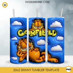 Garfield 3D 20oz Tumbler Wrap PNG Digital Download