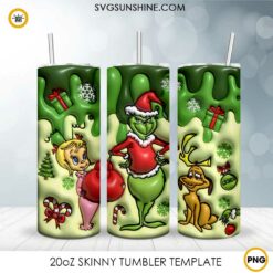 Grinch 3D 20oz Tumbler Wrap PNG Digital Download