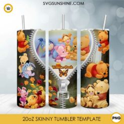 Character Winnie The Pooh Zipper 20oz Tumbler Wrap PNG Digital Download