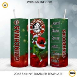 Grinch Starbucks Christmas 20oz Tumbler Wrap PNG Digital Download