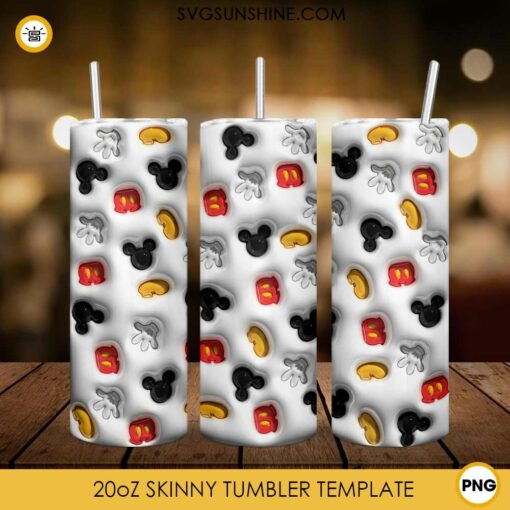 Mickey Mouse 3D 20oz Tumbler Wrap PNG Digital Download