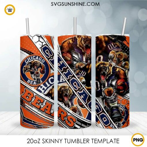 Chicago Bears 20oz Tumbler Wrap PNG Digital Download