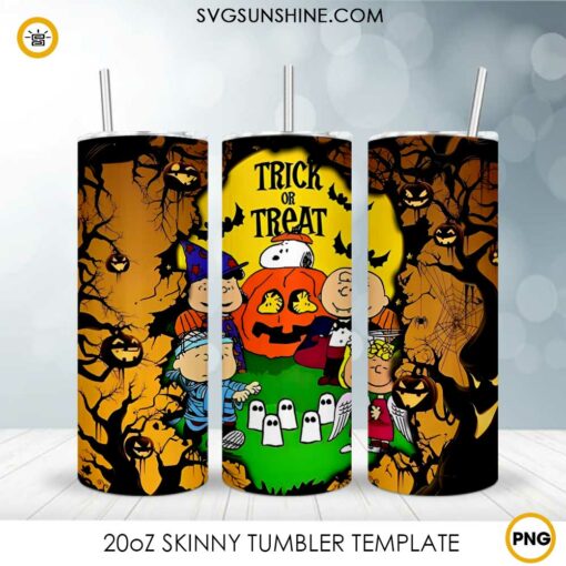 Peanuts Snoopy Trick Or Treat 3D 20oz Tumbler Wrap PNG Digital Download