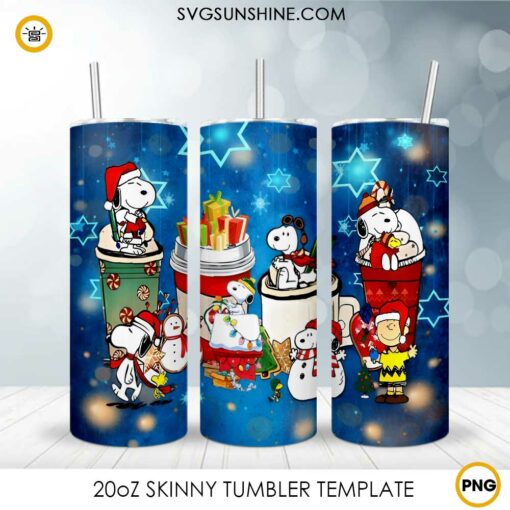 Snoopy Coffee Christmas 3D 20oz Tumbler Wrap PNG Digital Download