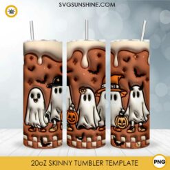 Spooky Boo Ghost Halloween 3D 20oz Tumbler Wrap PNG Digital Download