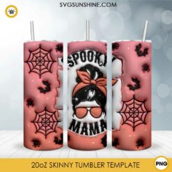 Spooky Mama Halloween 3D 20oz Tumbler Wrap PNG Digital Download
