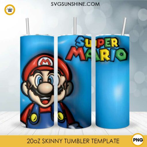 Super Mario 3D 20oz Tumbler Wrap PNG Digital Download