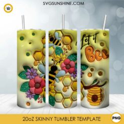 Let It Bee Flower 3D 20oz Tumbler Wrap PNG File