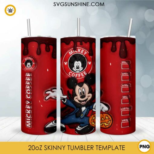 Mickey Vampire Halloween Starbucks Coffee 3D 20oz Tumbler Wrap PNG File