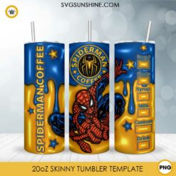 Spider Man Coffee 3D 20oz Tumbler Wrap PNG File