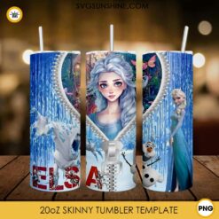 Elsa Frozen Disney Princess Zipper 20oz Tumbler Wrap PNG Digital Download