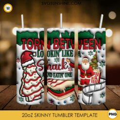 3D Christmas Torn Between Lookin' Like A Snack And Eatin' One Santa Claus 20oz Tumbler Wrap PNG File