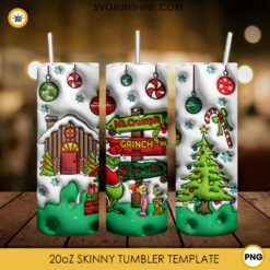3D Grinch Road Merry Christmas 20oz Tumbler Wrap PNG File