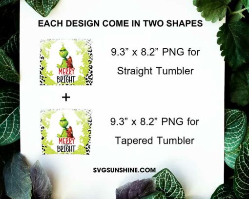 Grinch And Max Merry And Bright 20oz Tumbler Wrap PNG File