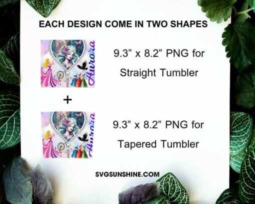 Aurora Disney Princess Zipper 20oz Tumbler Wrap PNG Digital Download