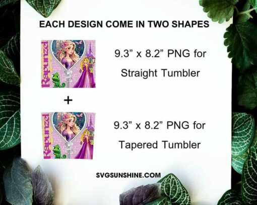 Rapunzel Disney Princess Zipper 20oz Tumbler Wrap PNG Digital Download