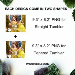 Belle Disney Princess Zipper 20oz Tumbler Wrap PNG Digital Download