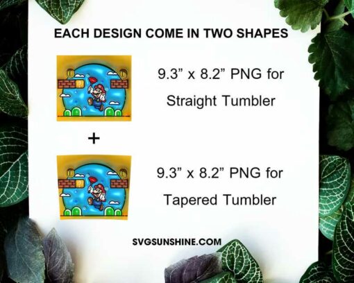 Super Mario Bros 3D 20oz Tumbler Wrap PNG Digital Download
