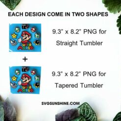 Super Mario Nintendo 3D 20oz Tumbler Wrap PNG Digital Download