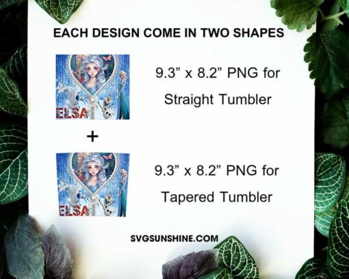 Elsa Frozen Disney Princess Zipper 20oz Tumbler Wrap PNG Digital Download