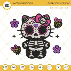 Day Of The Dead Hello Kitty Embroidery Design Files