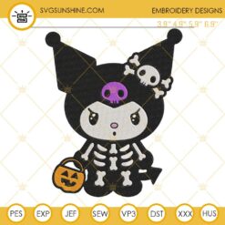 Kuromi Skeleton Halloween Embroidery Design Files