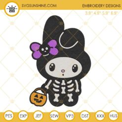 My Melody Skeleton Halloween Embroidery Design Files