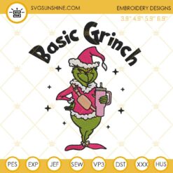 Basic Grinch Christmas Stanley Tumbler Embroidery Design Files