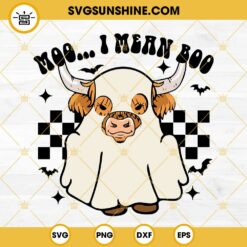 Moo I Mean Boo SVG, Cow Ghost Halloween SVG, Halloween Highland Cow SVG