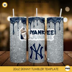 New York Yankees Dunkie Junkie Glitter 20oz Tumbler Wrap PNG File