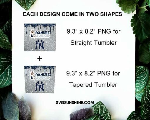 New York Yankees Dunkie Junkie Glitter 20oz Tumbler Wrap PNG File