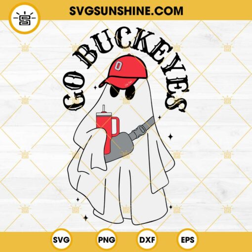 Ohio State Buckeyes Boojee Ghost SVG, Ghost Drinking Stanley Tumbler SVG PNG DXF EPS Files