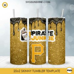 Pittsburgh Pirates Dunkie Junkie Glitter 20oz Tumbler Wrap PNG File