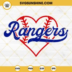 Ranger Heart Baseball SVG, Texas Rangers SVG PNG DXF EPS