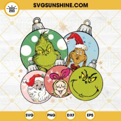 Retro Grinch And Friends Christmas Ball SVG, Grinch Christmas SVG PNG DXF EPS Cut Files For Cricut Silhouette