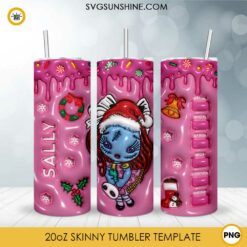 3D Puff Sally The Nightmare Before Christmas Starbucks Tumbler Wrap PNG File