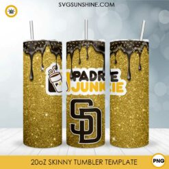San Diego Padres Dunkie Junkie Glitter 20oz Tumbler Wrap PNG File