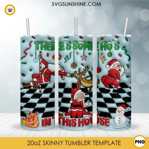 3D Santa Claus There's Some Ho's In This House 20oz Tumbler Wrap PNG File