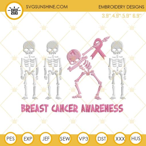 Skeleton Breast Cancer Awareness Embroidery Designs