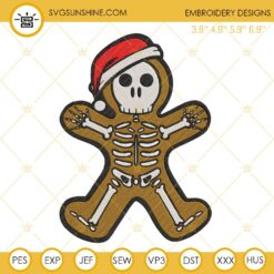 Skeleton Gingerbread Santa Hat Christmas Embroidery Designs