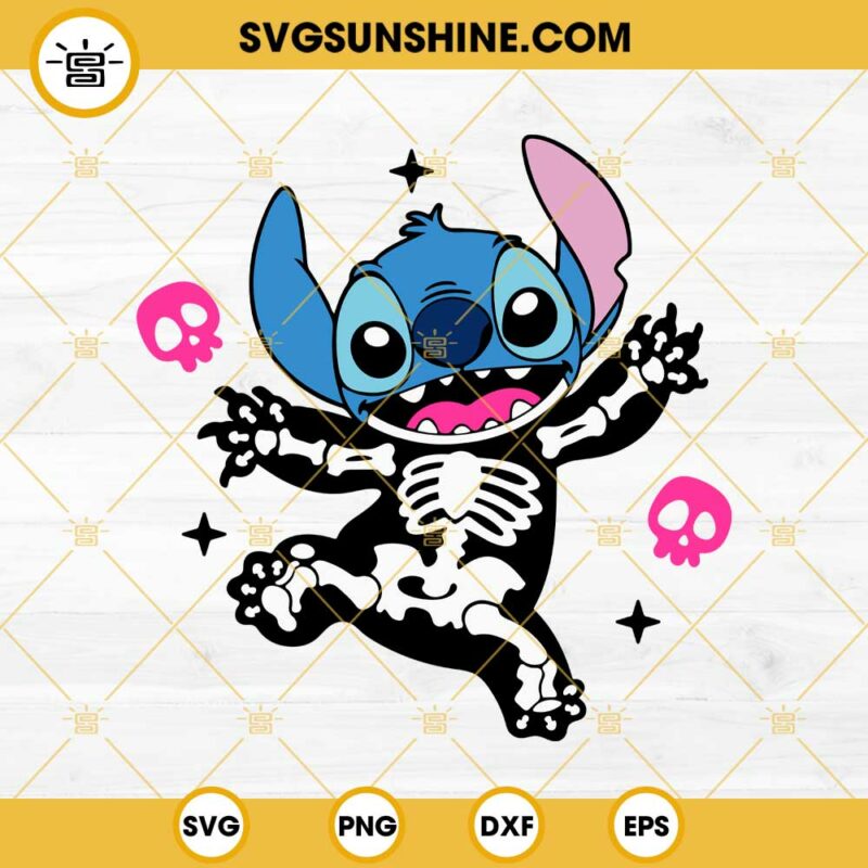 Skeleton Stitch SVG, Lilo & Stitch SVG, Stitch Halloween SVG PNG DXF