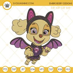 Skye PAW Patrol Bat Halloween Embroidery Design Files