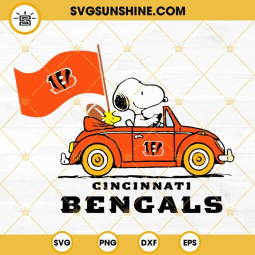 Snoopy Car Cincinnati Bengals SVG PNG DXF EPS Cut Files