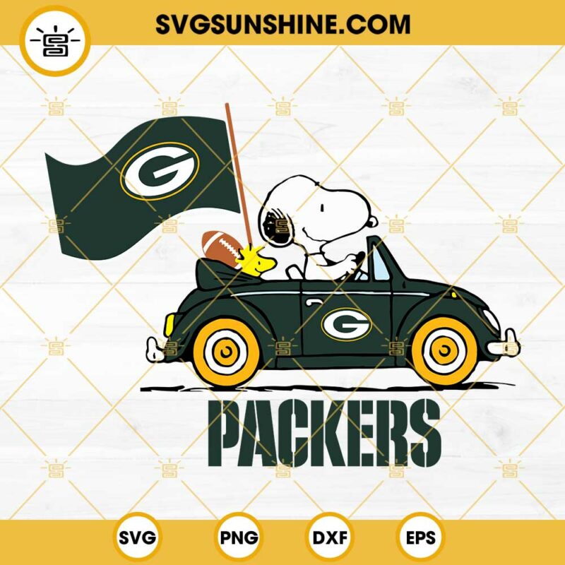 Snoopy Car Green Bay Packers SVG PNG DXF EPS Cut Files