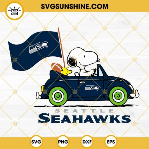 Snoopy Car Seattle Seahawks SVG PNG DXF EPS Cut Files